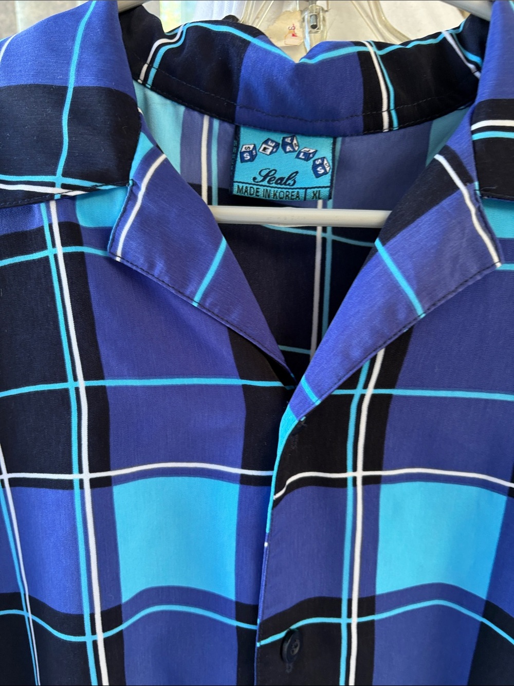 SEALS Men's Blue Plaid Short-Sleeve Shirt